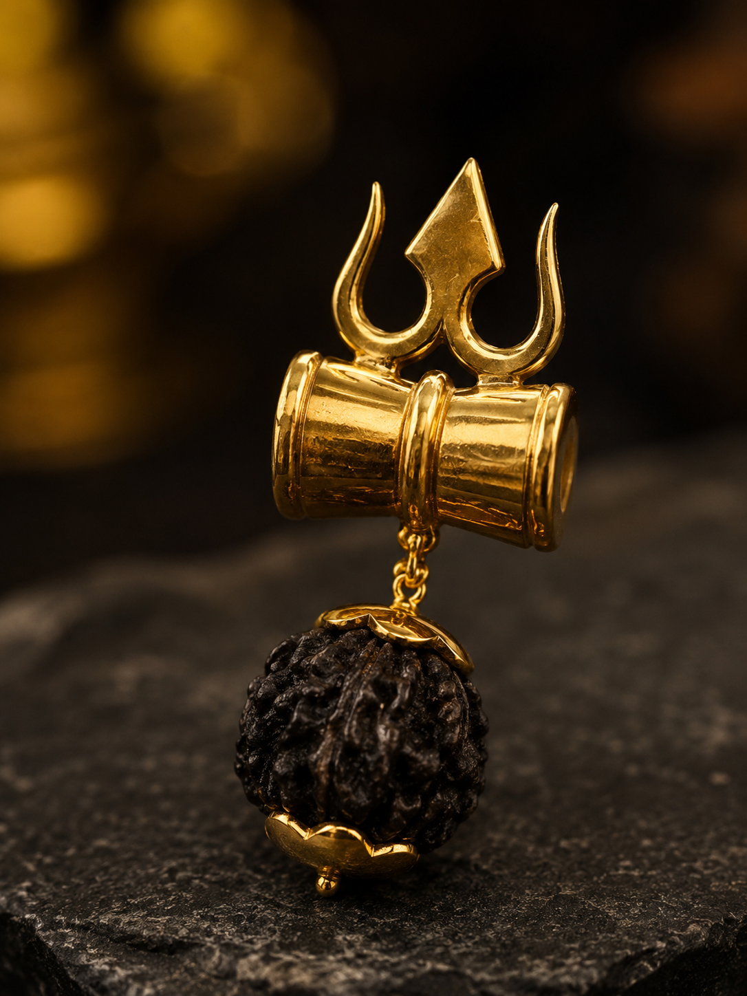 Rudraksha Damru Trishul Pendant